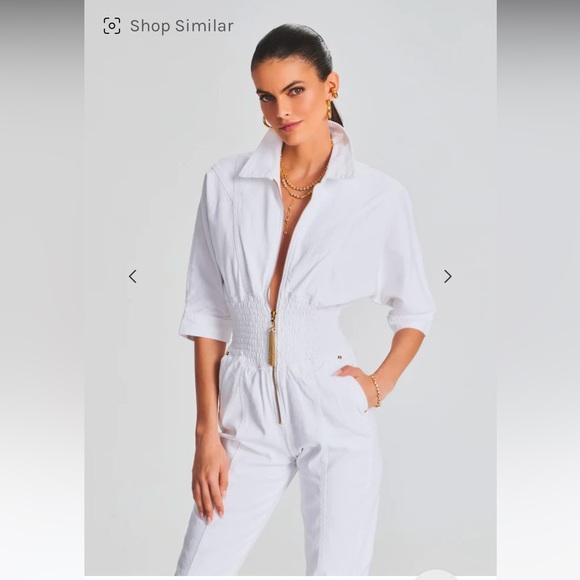NWT Retrofete Ellis Denim Jumpsuit on Optic White - Picture 2 of 15